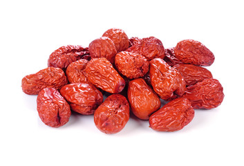 Dried jujube fruits on white background