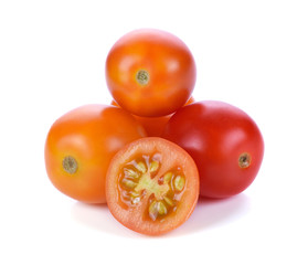 Grape or cherry tomatoes isolated on white background.