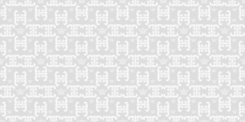 Vector seamless pattern. Vintage stylish texture. Grey and white color. Design wallpaper, decoration pattern repeating, pattern for graphic design. 