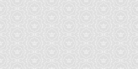 Vector seamless pattern. Grey and white color. Design wallpaper, decoration pattern repeating, pattern for graphic design. Vintage stylish texture