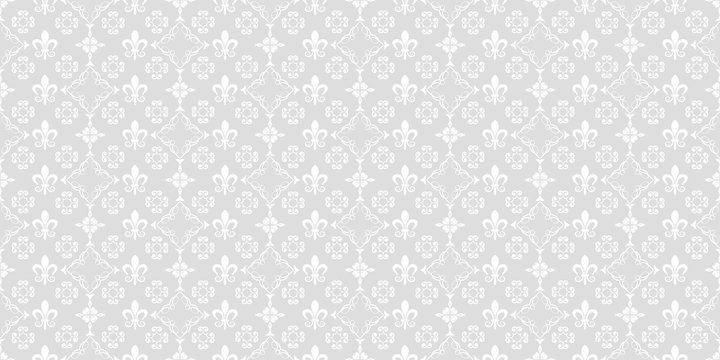 Vector seamless pattern. Grey and white color. Design wallpaper, decoration pattern repeating, pattern for graphic design. Modern stylish texture