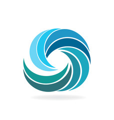 Blue beach waves icon logo