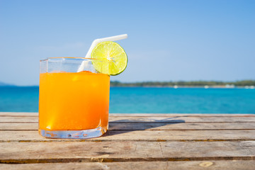 orange cocktail in summer time - can use to display or montage on product