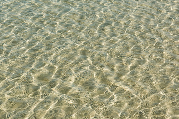 Fototapeta na wymiar Shallow sea, water texture background. Beautiful white sand, clear turquoise water