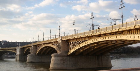 Margaret Bridge spans Danube river in Budapest