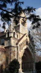 Fototapeta na wymiar The Jak Chapel of the Vajdahunyad castle in Városliget park in Budapest