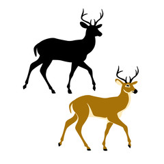 Deer vector illustration style Flat black silhouette
