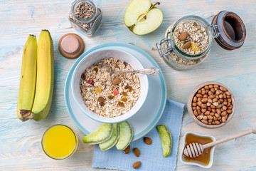 delicious vegeterian organic breakfast, topview