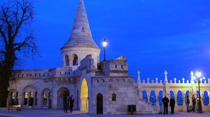 Fisherman`s bastion in Budapest in the evening