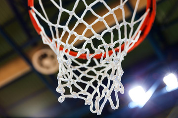 Basketball hoop and net closeup