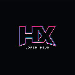 initial neon light letter brand logo template logotype