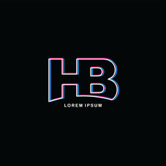 initial neon light letter brand logo template logotype