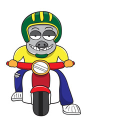 Fototapeta premium Buffalo motorcycle ride vector cartoon illustrations on a white background.