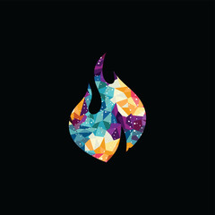 fire colorful triangle geometrical logo logotype template