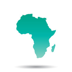 Africa map. Colorful turquoise vector illustration on white isolated  background.