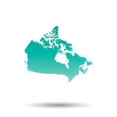 Canada map. Colorful turquoise vector illustration on white isolated  background.
