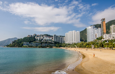 The sunny day at Repulse Bay, the famous public beach in Hong Kong 