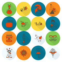 Set of Flat Autumn Icons