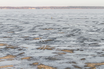 Kaunas Lagoon water freezes in winter
