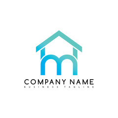 Vector house care emblem blue knot symbol curve looped icon logo logotype