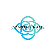 Vector Business emblem blue knot symbol curve looped icon logo logotype