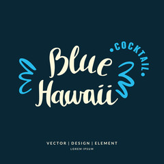 Naklejka na ściany i meble Illustration with hand drawn Blue Hawaii cocktail