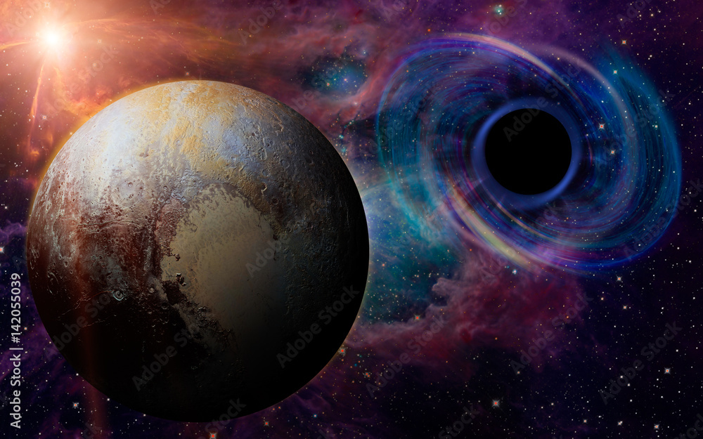 Wall mural stars are collapsing in a deep spiral, attracted by the huge gravitational field of a black hole. pl