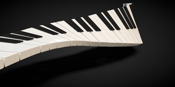 3d render of a piano keyboard in a fluid wavelike movement