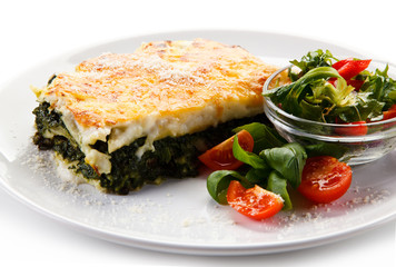 Vegetarian lasagna with spinach