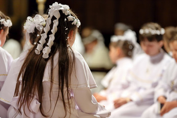 Children going to the first holy communion