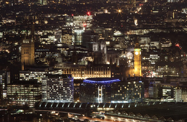 Fototapeta na wymiar aerial view of London city from The Shard, night scene