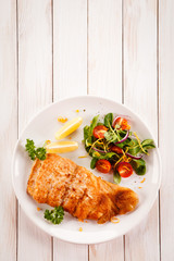 Fried cod with vegetables