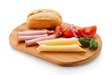 Breakfast - bread, ham and cheese