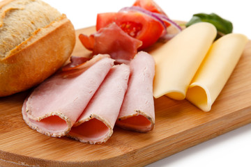 Breakfast - bread, ham and cheese