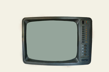 Old television isolated white background