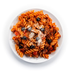 Pasta with meat and tomato sauce