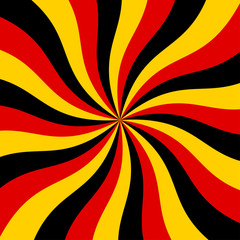 Sunburst red, black and yellow vector background. Abstract swirl graphic design for wallpaper, banner and backdrop.