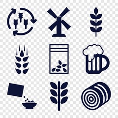 Set of 9 wheat filled icons