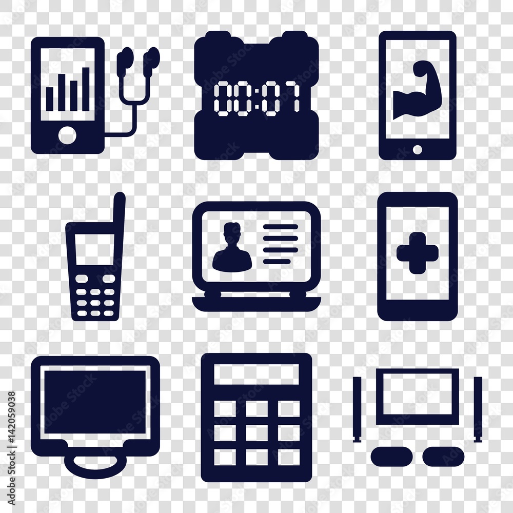 Poster set of 9 display filled icons