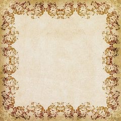 Old paper with floral frame