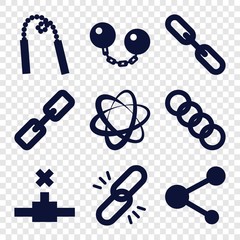 Set of 9 link filled icons