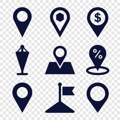 Set of 9 gps filled icons