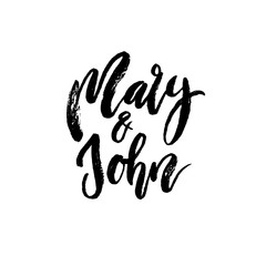 Mary and John. Modern brush calligraphy.