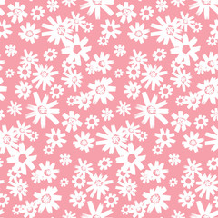 Elegant seamless pattern with white flowers