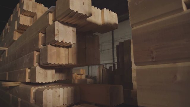 Large hangar with the production line for wood. Wood Factory general plan: the production of laminated veneer lumber. . Workshop for production of laminated veneer lumber.