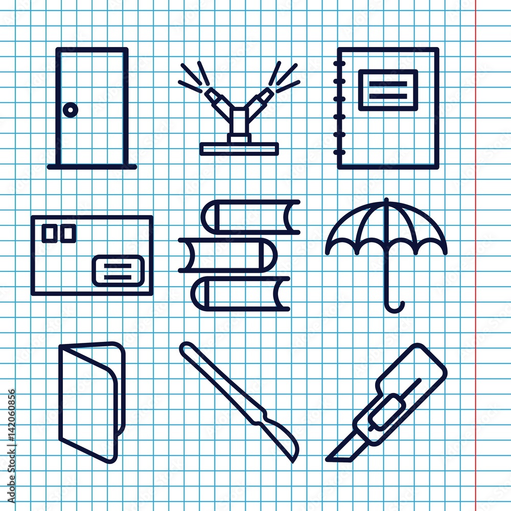 Poster Set of 9 open outline icons