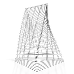 3D office building - wireframe