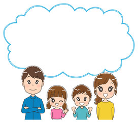 家族とふきだしのイラスト