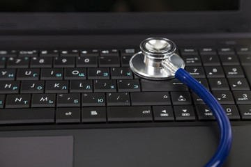 Stethoscope on a laptop