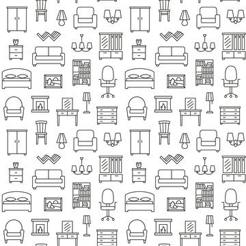Furniture seamless pattern. Background, illustration, vector, endless texture.